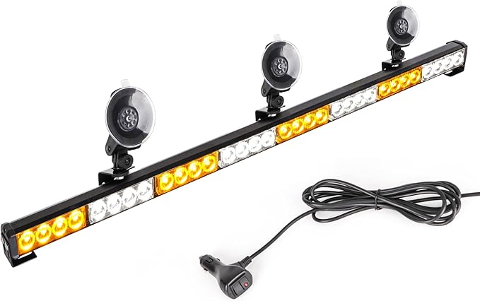 35.5 Inch Traffic Advisor Strobe Light Bar 32 LED Hazard Warning Emergency High
