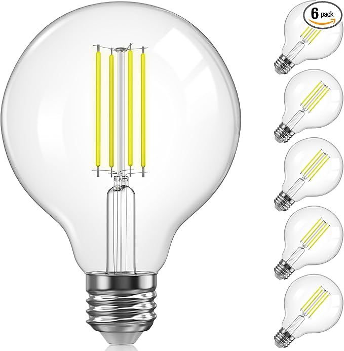 TJOY G25 Globe Light Bulbs, LED Edison Vanity Light Bulbs, 5000K Daylight White