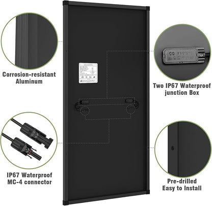200 Watt Solar Panels Kit, 30A PWM Charge Controller 12V 200W Solar Kit System, Monocrystalline PV Module for RV Home Rooftop Camping Boats Trailer Vehicle Shed Off-Grid System (200W, Single Panel)