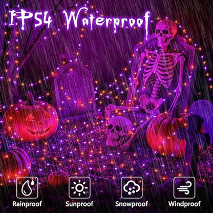2 Pack Halloween Fairy Lights Battery Operated 16.4FT 50 LED with Timer (100 Count)