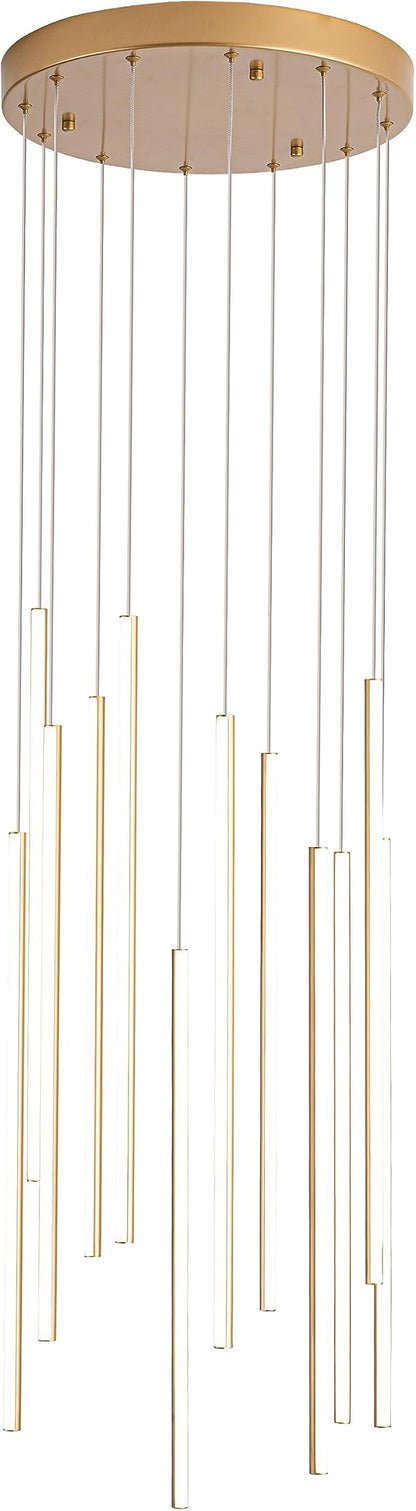 Modern LED Chandelier Clustered Led Pendant Light Gold 12 Lights Dimmable High