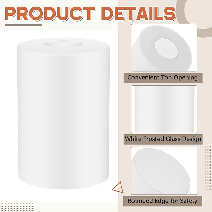 6 Pcs White Frosted Glass Shade Replacements