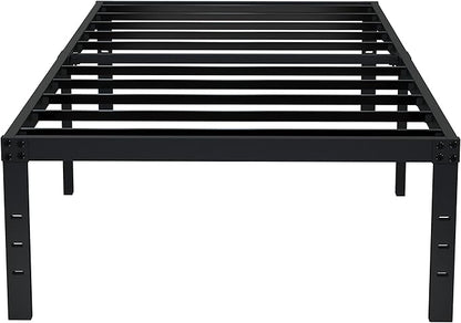 EMODA 16 Inch Heavy Duty Twin Bed Frame, Metal Platform Bed Frames No Box Spring Needed, Noise Free, Easy Assembly, Black