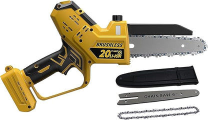 Mini Chainsaw for Dewalt 20V MAX Battery, Auto-Oiler, 8-Inch and 6-Inch 2-IN-1 Brushless Cordless Pruning Chainsaws, Battery Powered Mini Chain Saw for Wood Cutting (Tools only)