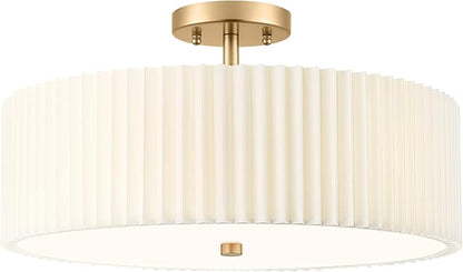Gold Semi Flush Mount Ceiling Lights, 4-Light 18" Ceiling Light Fixture