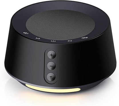 BGOVERSS White Noise Sound Machine with 20 Soothing Sounds, 10 Colors Night Light Sleep Machines Home Office Travel, 5 Timers and Memory Feature Sound Machine for Nursery Baby Kids Adults (Black)