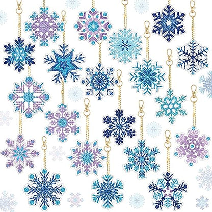 20 Pcs Snowflake Diamond Painting Keychain Kits (20 Count)