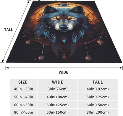 Cartoon Wolf Dream Catcher Blanket Gifts Moon Wolves Flannel Throw Blankets for Home Decor Couch Bed Sofa Soft Fuzzy Lightweight for All Season 60x50 Inches