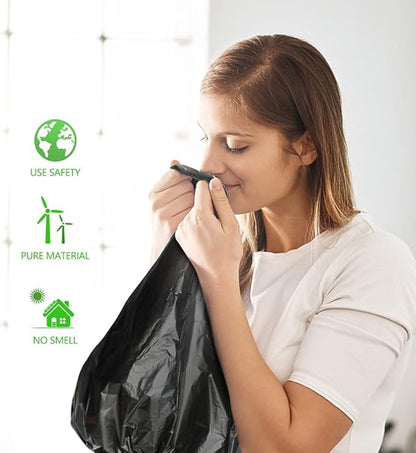 Medium Black Trash Bags 8 Gallon 330 Counts Strong Garbage Bags by Teivio,Waste Basket Trash Bags,Bathroom Trash Can Bin Liners, Plastic Bags for home office kitchen