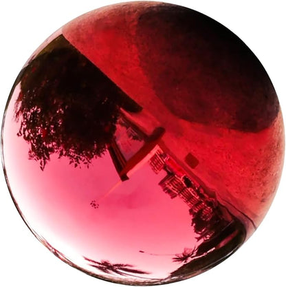 Toyvian Stainless Steel Mirror Reflective Ball: 5.3 Inch Polished Red Gazing Sphere Outdoor Garden Decoration Reflective Ornament