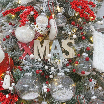 24 Pack Clear Christmas Ball Ornaments with Fillers (24 Count)