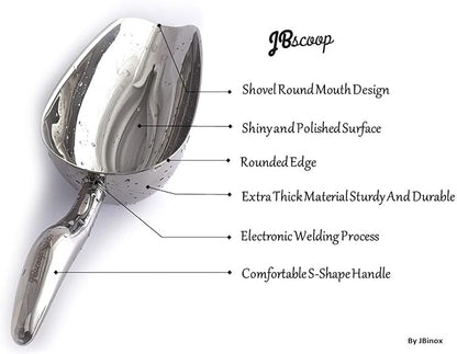 JBscoop Ice scoop, Small Metal Food Candy Scoop for Kitchen Bar Party Wedding – 6 Ounces, 8.5 Inch