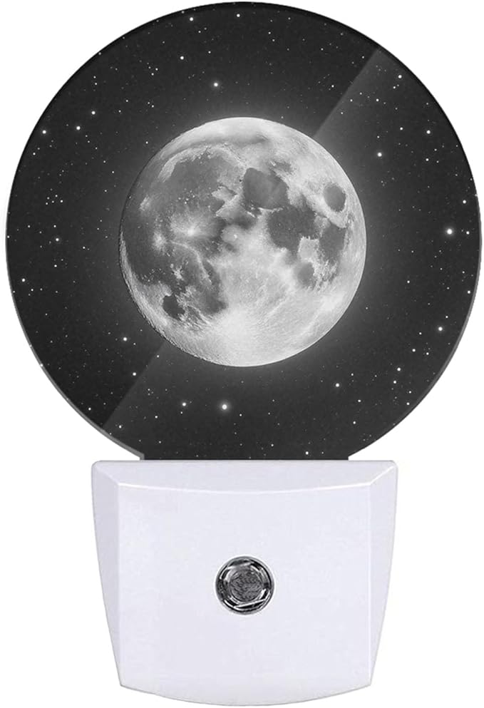 Plug-in Moon Night Light Full Moon and Starry Celestial Scene Nightlight