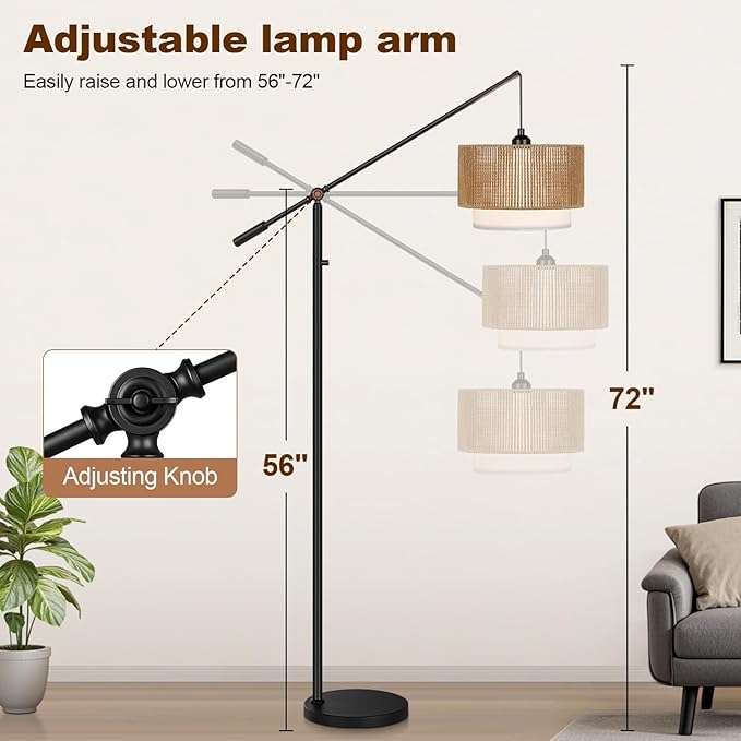 【Upgraded】Dimmable Boho Floor Lamp