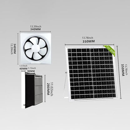 Solar Powered Fan Kit, Easy to Use Effective Solar Exhaust Fan, Wall Mount Ventilation for Outside Chicken Coop, 10inch Fan 20W Solar