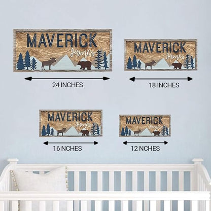 Custom name sign for nursery, Woodland nursery theme, Forest Wooden signs, Personalized Baby name sign, Kids room decor for boys, Kid room wall decorations, baby shower