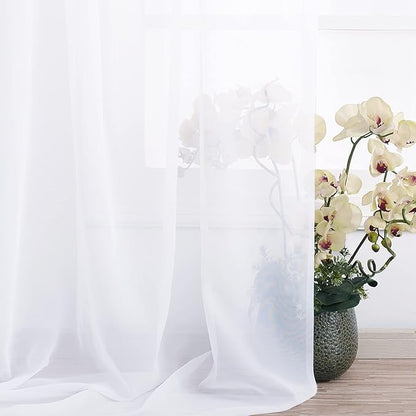 NICETOWN Sheer Valances for Windows 216 inch Length, White Window Scarf Drapes Versatile Wedding Arch Draping Canopy Curtains for Bed/Big Events, 30 inch Width, Sold by 2 PCs