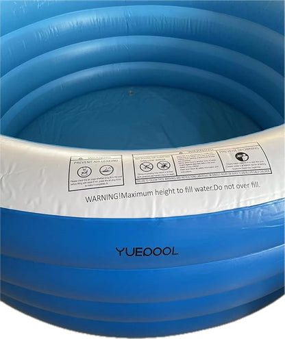Inflatable Pool with Seating,Four-Tier 72” x 27”Inflatable Swimming Pool with Drink Holder Handles, Summer Family Water Park,Backyard Family Pool, Garden (Blue)