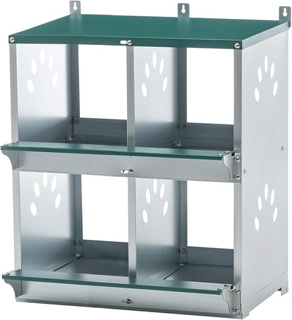 4 Compartment Chicken Nesting Boxes, Metal Nesting Boxes Wall Mount Chicken Egg Laying Box for Different Chicken Breeds (4 Holes)