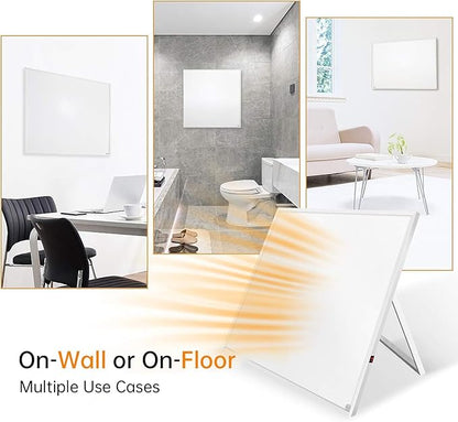 Wall-Mounted 120V 500W Space Heater Panel with Convection Heating ‒ Portable with Stand, Energy Efficient, Overheat Protection ‒ Ideal for 150 Sq. Ft.Rooms (27.95 x 24 x 1.18 inches)