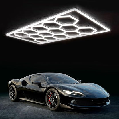 Modern Hexagon Led Garage Light: 720W 86400 Lumens, 6500K for Garage, Basement, Warehouse, Auto Beauty Shop, Car Detailing Shop
