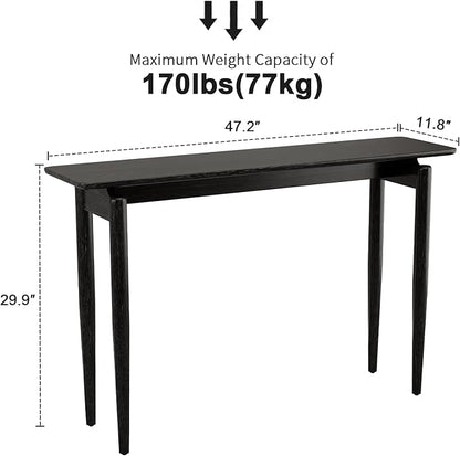 Wood Console Table Walnut Entryway Table, Thin Console Table, Sofa Tables for Living Room (47.2'')