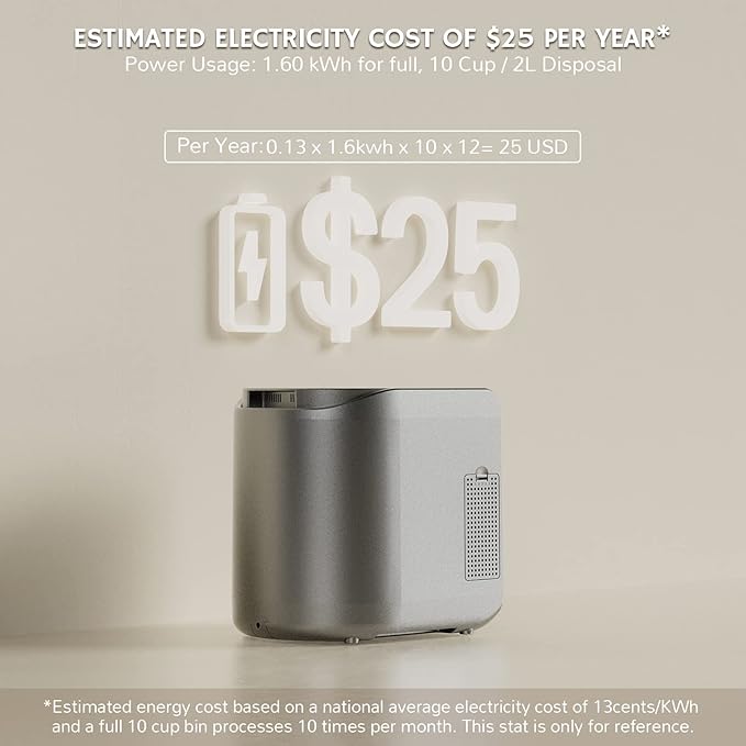 Airthereal Revive Electric Kitchen Composter with Visual Cover, Upgraded SHARKSDEN® Tri-Blade, Turn Food Waste and Scraps into Natural Fertilizer for Plants, R500-V, Grey