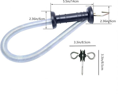 2 Set Electric Fence Gate Kit,Electric Fence Gate Handle with Spring,16.4 Ft Tension Spring