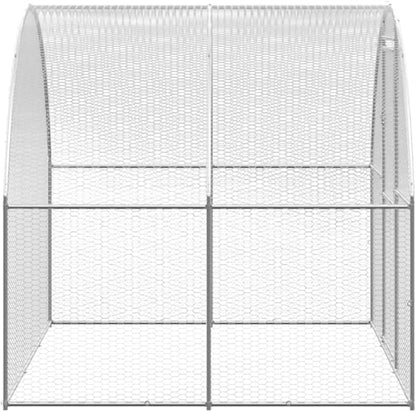 Large Outdoor Chicken Coop with Waterproof Cover, Heavy Duty Galvanized Steel Walk-in Poultry Run for Hens, Ducks and Rabbits, 9.8 x 9.8 x 6.6 Ft