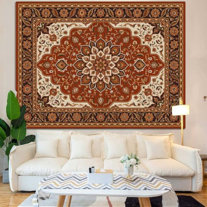 Boho Floral Tapestry Wall Hanging Hippie Indian Bohemian Mandala Tapestry Aesthetic Flower Medallion Red Small Tapestries for Mural Bedroom Living Room Dorm Decor 60 x 44 Inch