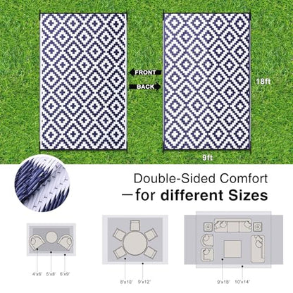 Outdoor Rug 9x18 ft Waterproof Reversible Mat (162 Sq Ft)