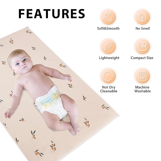 Vegan Leather Baby Changing Mat - Wipeable Portable Changing Pad, Foldable Travel Changing Mat for Baby, Newborns Toddlers Shower Gifts (Branch,20"*28")