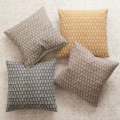 Decorative Floral Print Throw Pillow Covers 20×20 Golden Orange (2 Count)