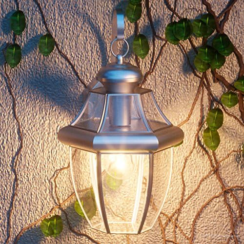 Urban Ambiance Luxury Colonial Outdoor Wall Light, Medium Size: 14" H x 8" W, with Tudor Style Elements, Versatile Design, Classy Aged Silver Finish and Beveled Glass, UQL1143