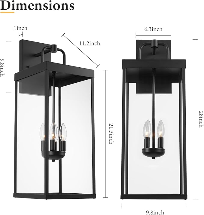Outdoor Wall Sconce Light, 28 Inch Tall Transitional Exterior Wall Bracket
