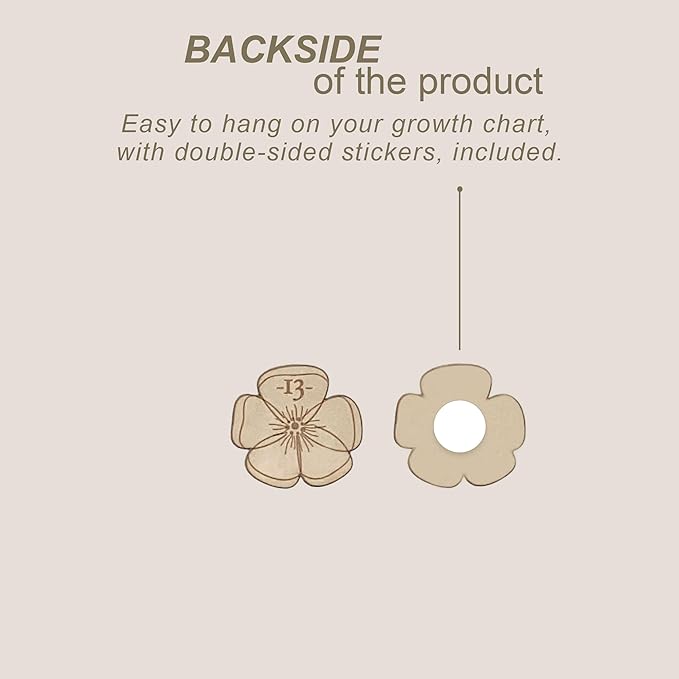 Wooden Growth Chart Markers for Kids Height Measurement, Woodland Shapes.