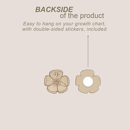 Wooden Growth Chart Markers for Kids Height Measurement, Woodland Shapes.