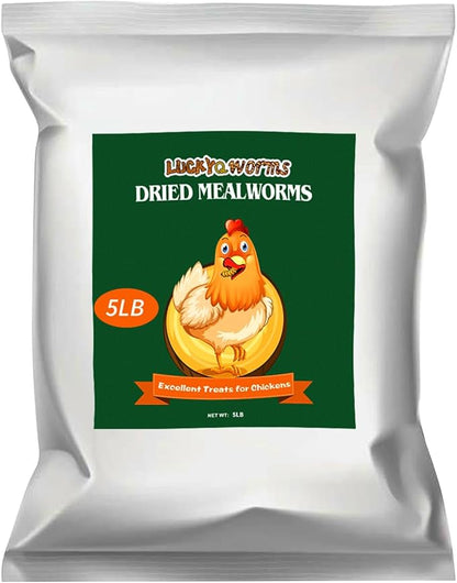 Dried Mealworms 5Lbs, High-Protein Bulk Mealworms, 100% Non-GMO Mealworm Treats for Birds, Chickens, Turtles, Fish, Hamsters and Hedgehogs All Natural Animal Feed