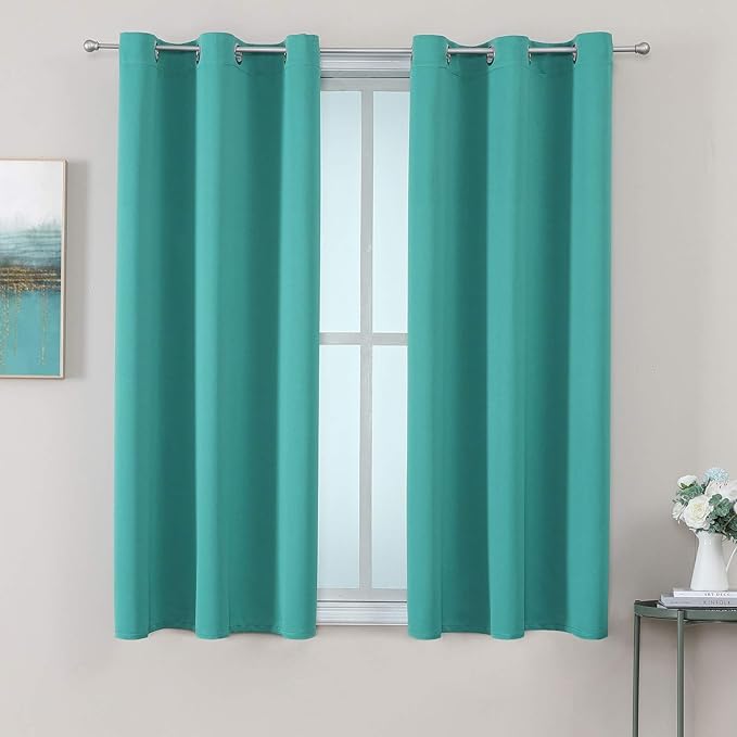 ChrisDowa Grommet Room Darkening Curtains for Bedroom and Living Room - 2 Panels Set Thermal Insulated Blackout Curtains (Teal, 42W x 63L)