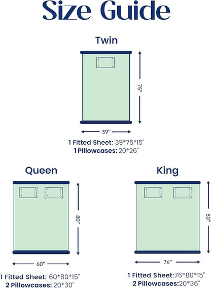 Dream Valley® Twin Sheets Set, Cooling Fitted Sheet with 1 Pillowcase-2 PCS with No Flat Sheet,Q-Max > 0.4 Aerocool, Cooling for Night Sweats, Hot Sleepers,deep Pocket up to 15",Mint Macaron