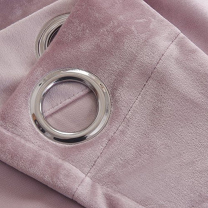 Super Soft Luxury Velvet Curtains Set of 2 Pink Flannel Blackout Drapes Grommet Draperies Eyelet 52Wx120L inch