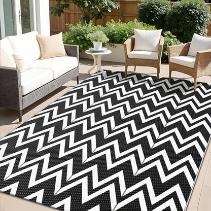 Outdoor Rug 5x8 ft Waterproof Reversible Chevron Mat (40 Sq Ft)