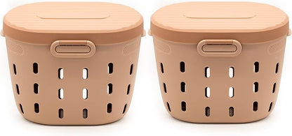 Vego Garden In-Ground Worm Composter Outdoor Farm Compost Bin 7 Gallons BPA-Free Composting System for Raised Garden Beds Tawny Brown, Twin Pack