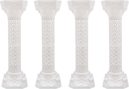 Roman Columns Wedding Column Stand Roman Pillar Plant Stand Plastic Greek Column Statue Pedestal Flower Pot Holder Decor, Elegant Decorative Column for Wedding Event Party, White