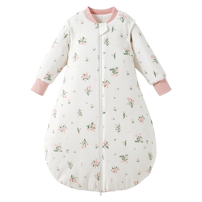 Duomiaomiao 3.5 TOG Baby Sleep Sack Cotton Winter Long Sleeve Baby Wearable Blanket, Super Warm Quilted Comfy Toddler Sleeping Sack