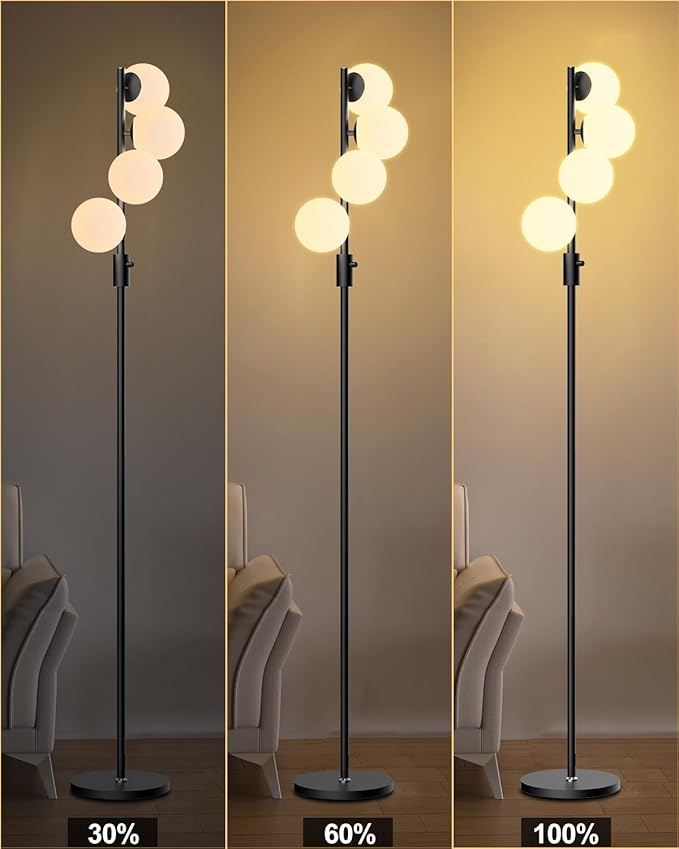 Lightdot Dimmable Globe Floor Lamp, Mid Century Modern Floor Lamp