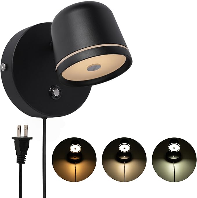 Aisilan Plug in Wall Sconce, Dimmable LED Wall Light