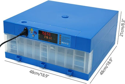 Digital Incubator 48 Chicken Eggs Incubator Poultry Hatcher Machine 2 in 1 Incubator 360° Automatic Egg Turning Blue 80W for Farm Home