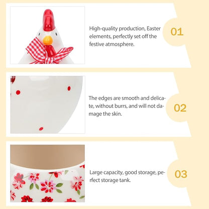 Alipis Chicken Cookie Jar - Red Floral Ceramic Hen Storage Tank - Decorative Farmhouse Candy Canister for Easter, Kitchen Countertop and Spring Decor