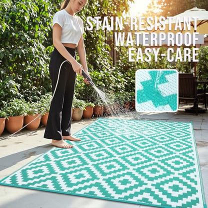 Outdoor Rug 8x10 ft Waterproof Reversible Mat